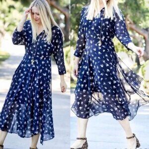 Cabi Navy & White Floral Dream Midi Dress Size 14